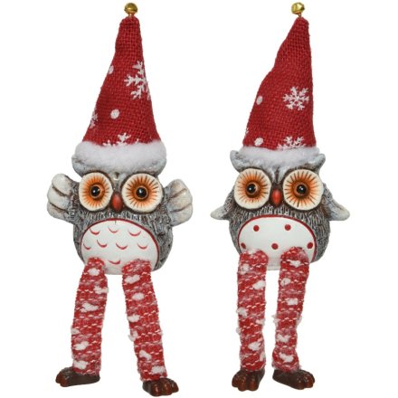 17cm 2 Assorted Terracotta Owl Ornaments