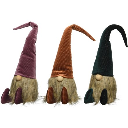 3 Assorted Gonks With Fabric Hats, 55cm