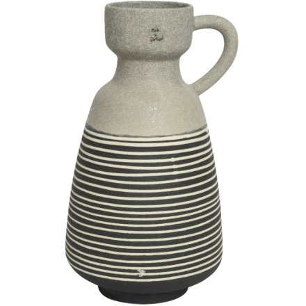 Earthenware Vase With Stripe, 33cm