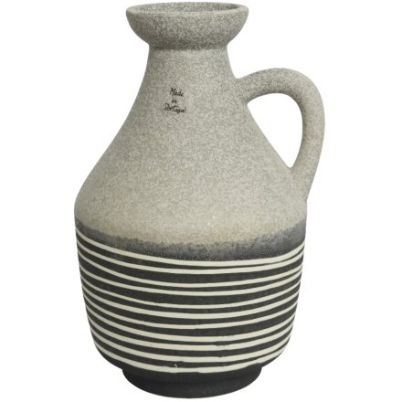 Stripe Earthenware Vase, 23cm