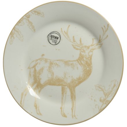 Festive Stoneware Stag Plate, 20.5cm