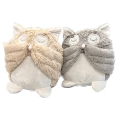 A Super Soft And Fluffy Owl Doorstop 2assort