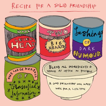 Recipe For A Solid Friendship Greetings Card, 15cm