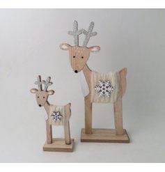 A small wooden reindeer decoration