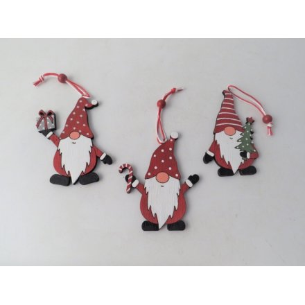Assortment of 3 Wooden Gonk Tree Decoration