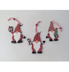 A charming assortment of 3 hanging wooden decorations