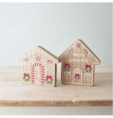 A Fun Assortment of 2 Gingerbread Wooden Houses