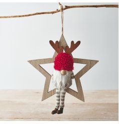 A Charming Hanging Decoration Featuring A Wooden Star