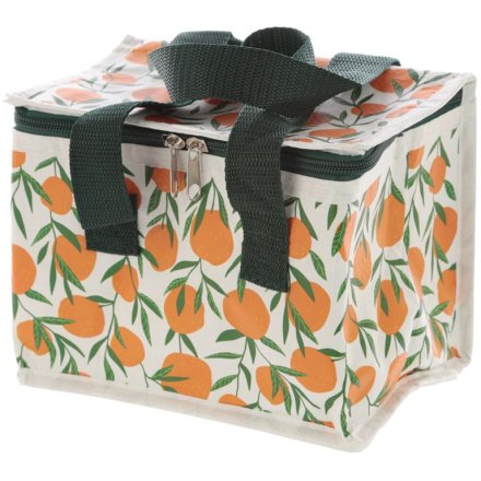 Enjoy lunch on the go with this bright and bold oranges design woven cool bag. 
