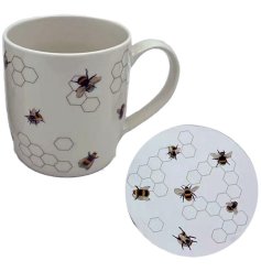 A delightful porcelain mug & coaster set