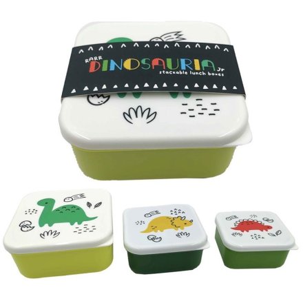Set Of 3 Lunch Box Snack Pots - Dinosauria Jr