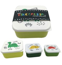 A colourful set of 3 lunch box snack pots