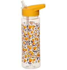 A cute and colourful buttercup design water bottle with flip straw and bright yellow cap. 