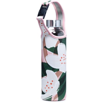 A pretty florens jasminum resuable glass water bottle