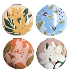 A mix of sweet floral florens themed compact mirrors