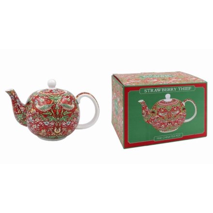 24cm Strawberry Thief Red Tea Pot