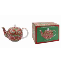 A strawberry thief themed ceramic tea pot