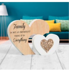 Wooden Sentiments Heart Ornament Family quote