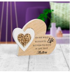 Sentiments wooden heart ornament with life quote 