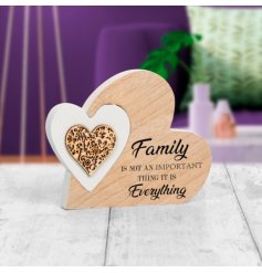 Double Heart Wooden Ornament Family 
