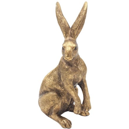 Bronzed Sitting Hare Figure