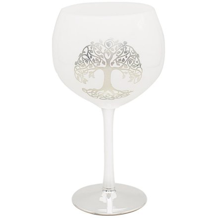 Tree Of Life Silver Gin Glass, 21cm