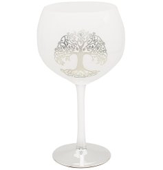 A luxurious gin glass with a frosted white finish