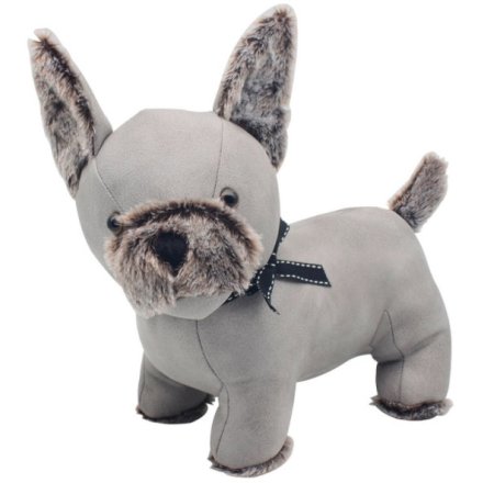 Grey Faux Leather Chihuahua Doorstop