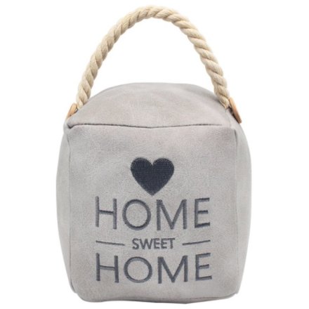 Home Sweet Home Grey Faux Leather Doorstop