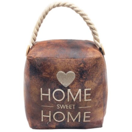 Home Leather Doorstop Brown Faux