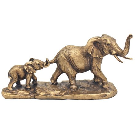 Bronzed Elephant And Calf 28cm 