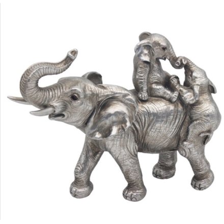 Reflections Silver Elephant&calf  30cm