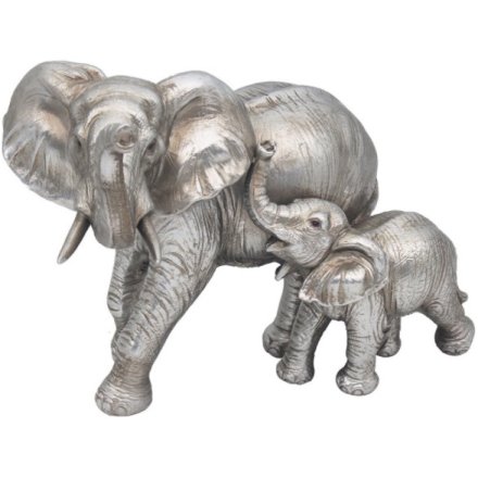 Reflections Silver Elephant & Calf 30cm 