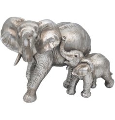 Silver Elephant & Calf ornament