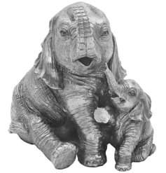 Silver Elephant and Calf ornament 
