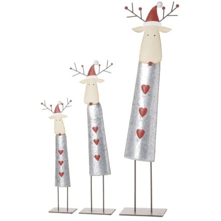 Set of 3 Standing Metal Deer Decorations