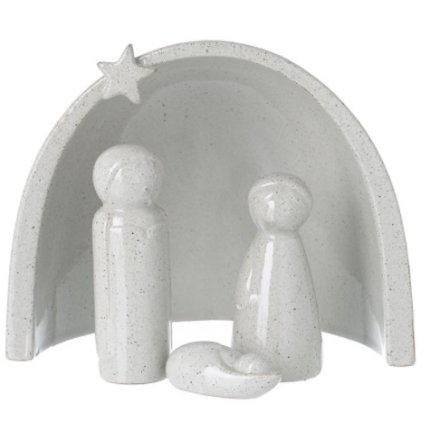 Ceramic Nativity Set In Grey