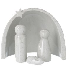A simplistic ceramic nativity set