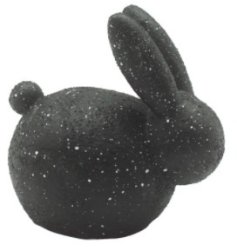 A monochrome styled rabbit ornament