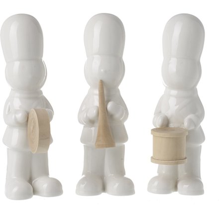 3 Assorted Porcelain And Wood Figures 14.5cm