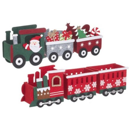 Christmas Felt Trains Decorations 2 Assorted