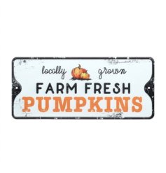 A charming 'Farm Fresh Pumpkins' metal sign