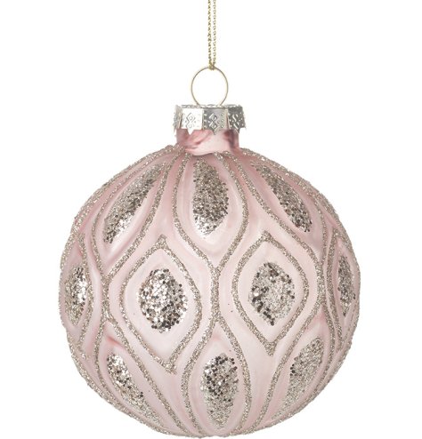 A simply stunning bauble in a pastel pink colourway