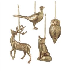 A luxe inspired assortment of 4 hanging decorations
