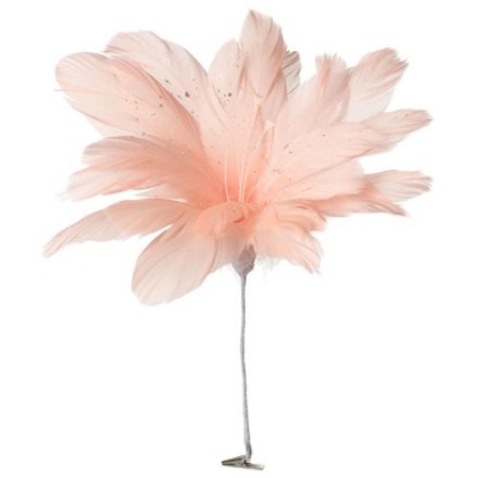 Pink Feather Flower Clip