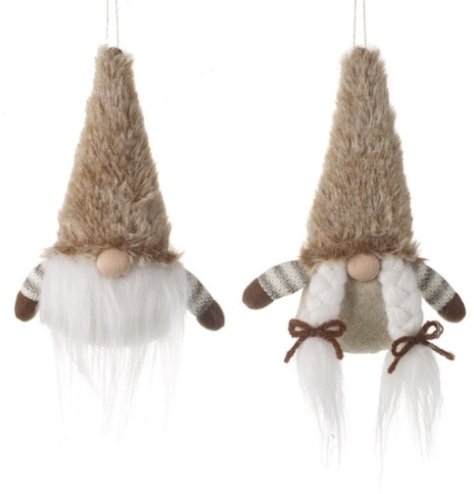 A neutral and festive assortment of 2 hanging gonks