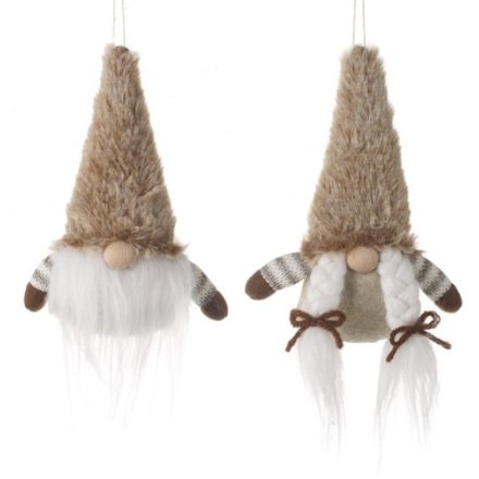 2 Assorted Hanging Gonks With Brown Fur Hats
