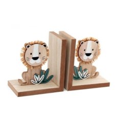 A neutral toned set of wooden bookends
