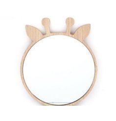 A charming wooden giraffe mirror