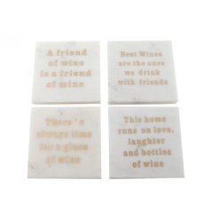 A charming set of 4 white marble coasters